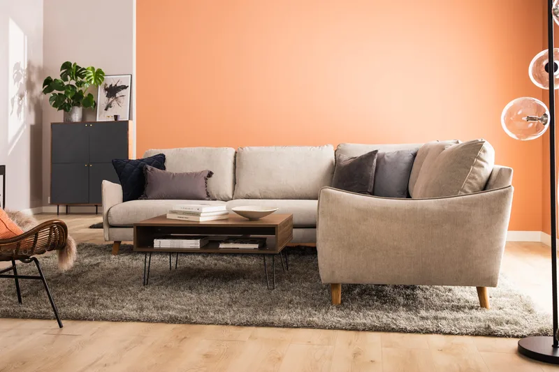 Trend Lyx 6-seters Vendbar L-formet Hjørnesofa i Stoff - Beige - Møbler - Sofaer - Hjørnesofa