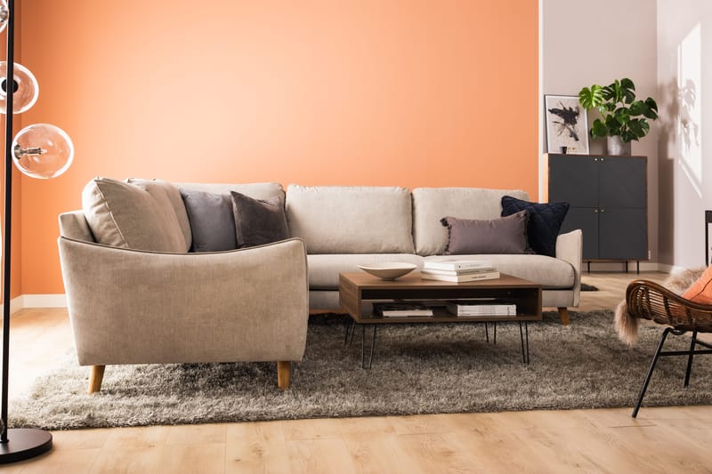 Trend Lyx 6-seters Vendbar L-formet Hjørnesofa i Stoff - Beige - Møbler - Sofaer - Hjørnesofa