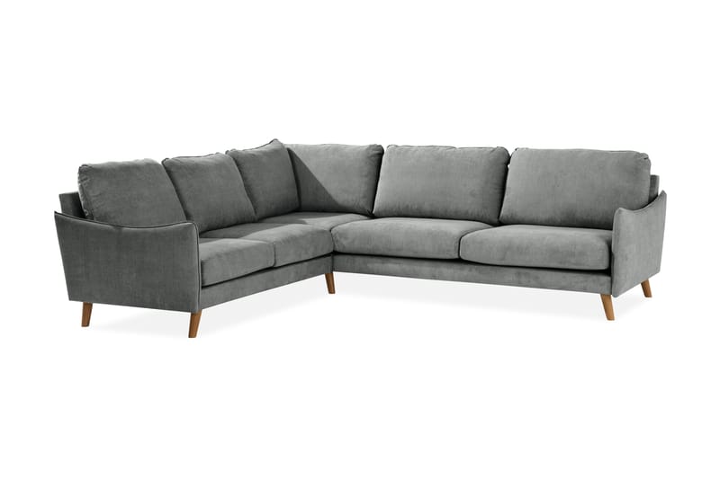 Trend Lyx 6-seters Vendbar L-formet Hjørnesofa i Stoff - Grå - Møbler - Sofaer - Hjørnesofa