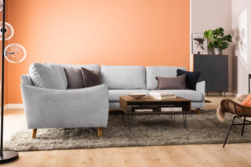 Trend Lyx 6-seters Vendbar L-formet Hjørnesofa i Stoff - Lys grå - Møbler - Sofaer - Hjørnesofa