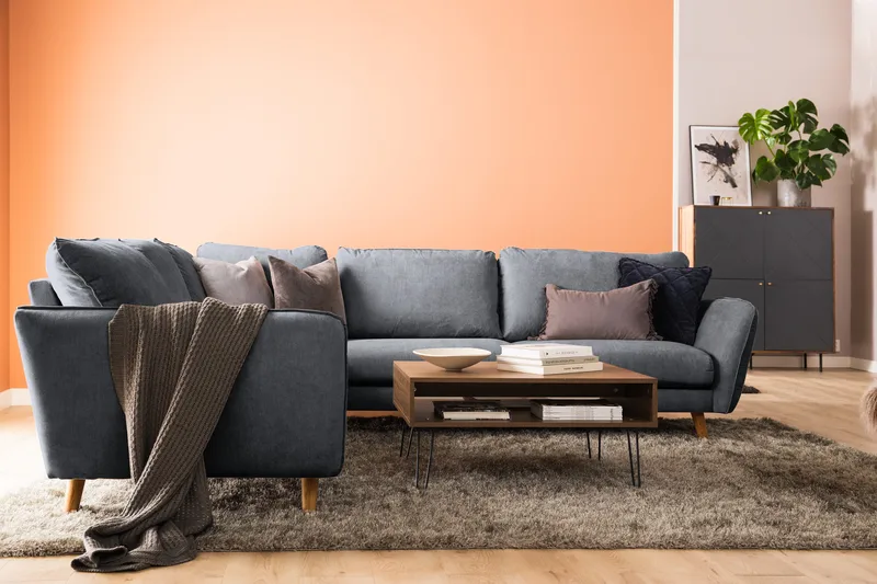 Trend Lyx 6-seters Vendbar L-formet Hjørnesofa i Stoff - Mørk grå - Møbler - Sofaer - Hjørnesofa