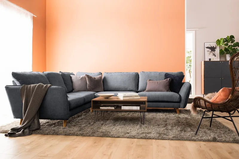 Trend Lyx 6-seters Vendbar L-formet Hjørnesofa i Stoff - Mørk grå - Møbler - Sofaer - Hjørnesofa