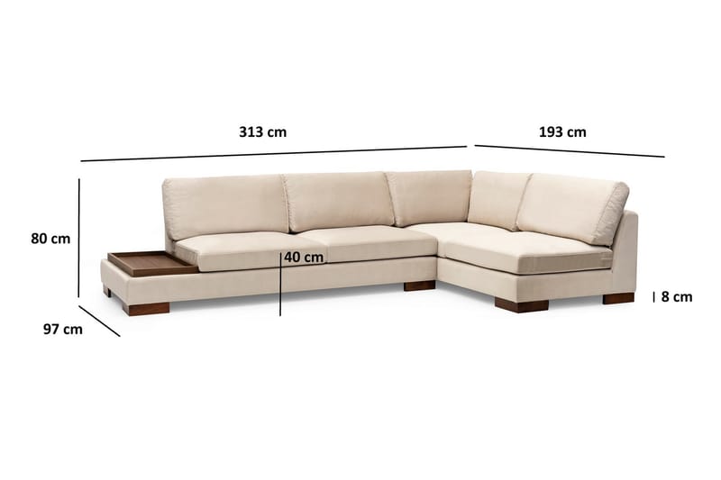 Tulima Sofa med Sjeselong Høyre - Beige/Natur - Møbler - Sofaer - Hjørnesofa