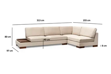 Tulima Sofa med Sjeselong Høyre - Beige/Natur - Møbler - Sofaer - Hjørnesofa