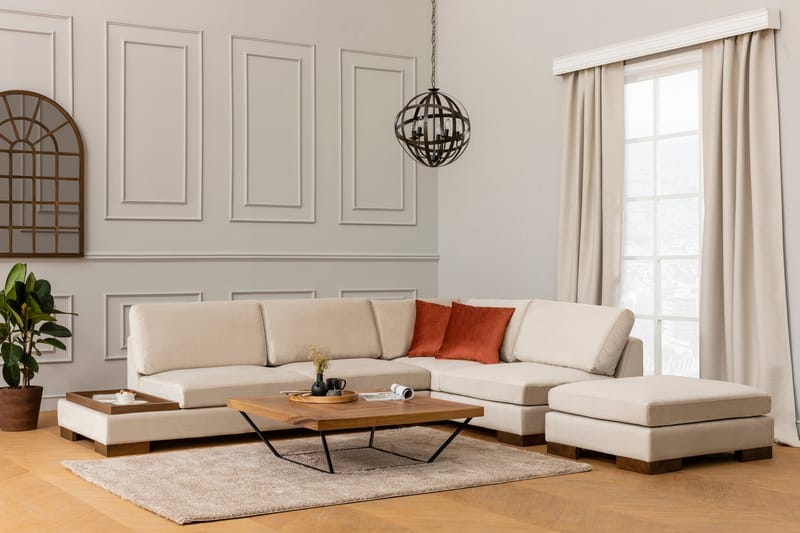 Tulima Sofa med Sjeselong m Krakk Høyre - Beige/Natur - Møbler - Sofaer - Hjørnesofa