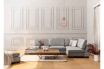 Tulima Sofa med Sjeselong m Krakk Høyre - Lysegrå/Natur - Møbler - Sofaer - Hjørnesofa