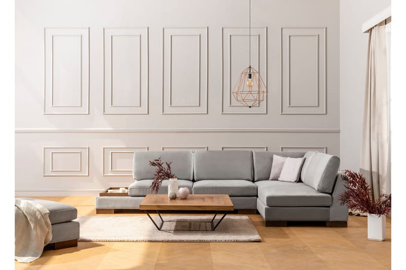 Tulima Sofa med Sjeselong m Krakk Høyre - Lysegrå/Natur - Møbler - Sofaer - Hjørnesofa