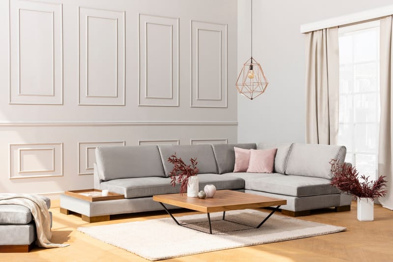 Tulima Sofa med Sjeselong m Krakk Høyre - Lysegrå/Natur - Møbler - Sofaer - Hjørnesofa