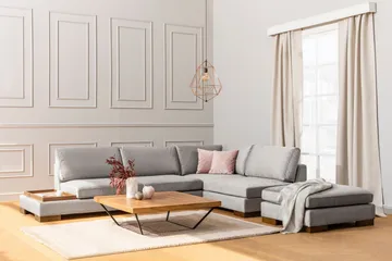 Tulima Sofa med Sjeselong m Krakk Høyre - Lysegrå/Natur - Møbler - Sofaer - Hjørnesofa
