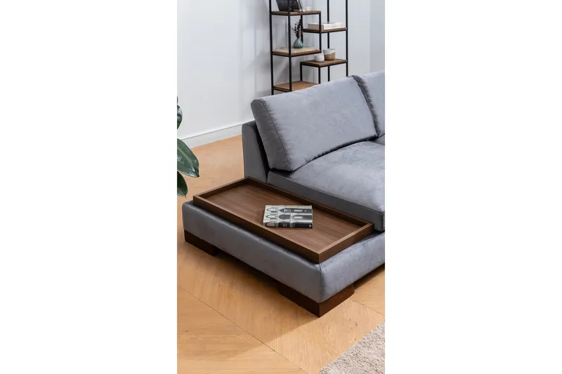 Tulima Sofa med Sjeselong m Krakk Høyre - Mørkegrå/Natur - Møbler - Sofaer - Hjørnesofa