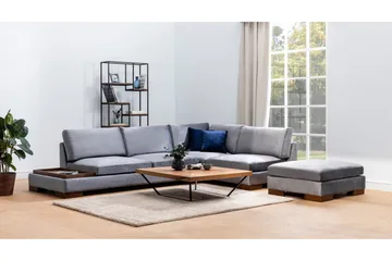 Tulima Sofa med Sjeselong m Krakk Høyre - Mørkegrå/Natur - Møbler - Sofaer - Hjørnesofa
