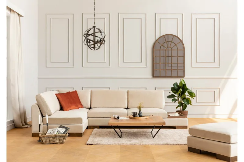 Tulima Sofa med Sjeselong m Krakk Venstre - Beige/Natur - Møbler - Sofaer - Hjørnesofa