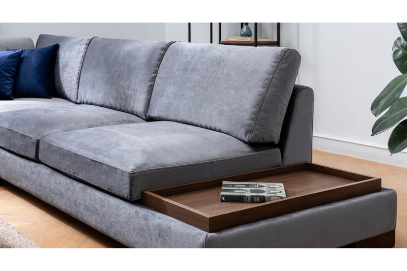 Tulima Sofa med Sjeselong m Krakk Venstre - Mørkegrå/Natur - Møbler - Sofaer - Hjørnesofa