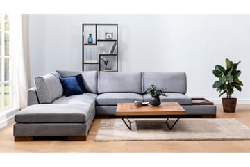 Tulima Sofa med Sjeselong m Krakk Venstre - Mørkegrå/Natur - Møbler - Sofaer - Hjørnesofa