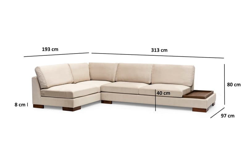 Tulima Sofa med Sjeselong Venstre - Beige/Natur - Hjørnesofa