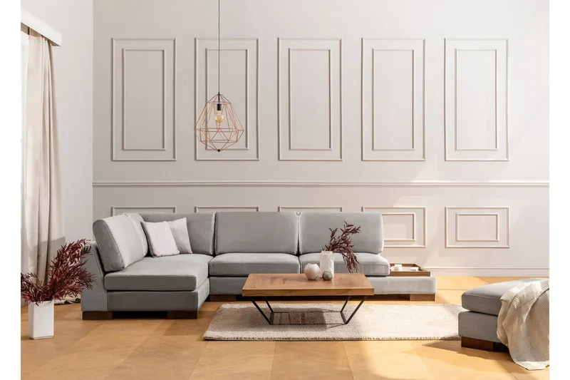 Tulima Sofa med Sjeselong Venstre - Lysegrå/Natur - Møbler - Sofaer - Hjørnesofa