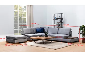 Tulima Sofa med Sjeselong Venstre - Mørkegrå/Natur - Møbler - Sofaer - Hjørnesofa