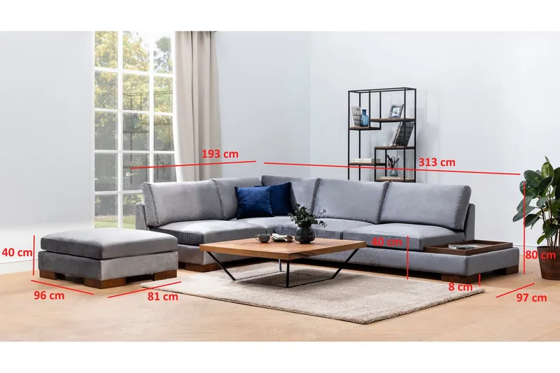 Tulima Sofa med Sjeselong Venstre - Mørkegrå/Natur - Møbler - Sofaer - Hjørnesofa