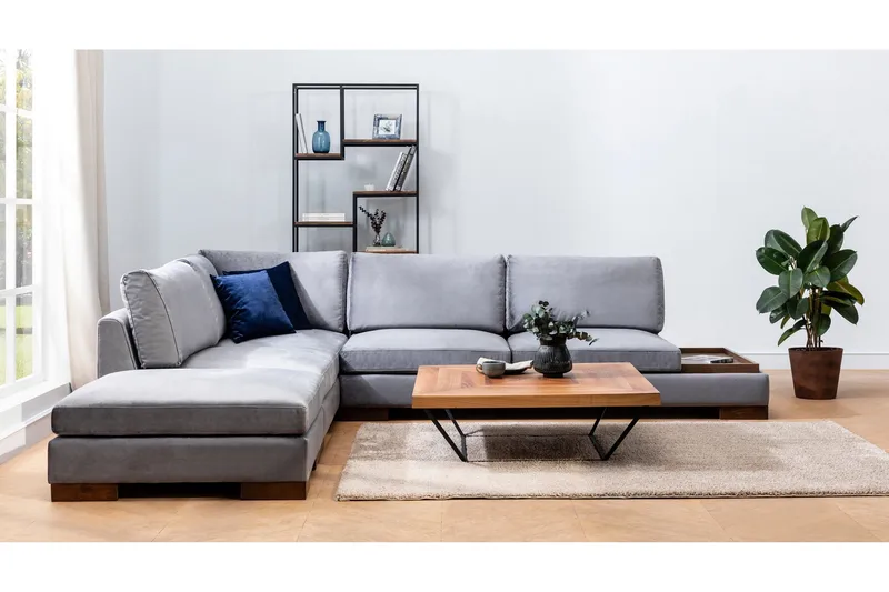 Tulima Sofa med Sjeselong Venstre - Mørkegrå/Natur - Møbler - Sofaer - Hjørnesofa