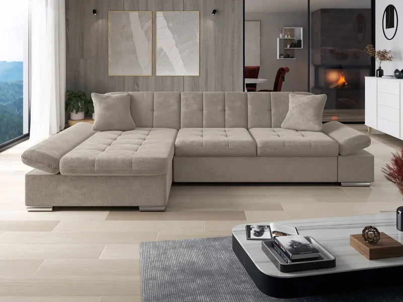 Vananda 4-seters Sofa med Sjeselong Venstre - Mørk beige - Møbler - Sofaer - Hjørnesofa - Hjørnesofa med divan