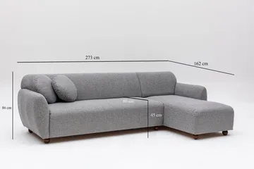 Whitecliffs Divansofa 3-seters - Grå - Møbler - Sofaer - Sofa med sjeselong - 3 seters sofa med divan
