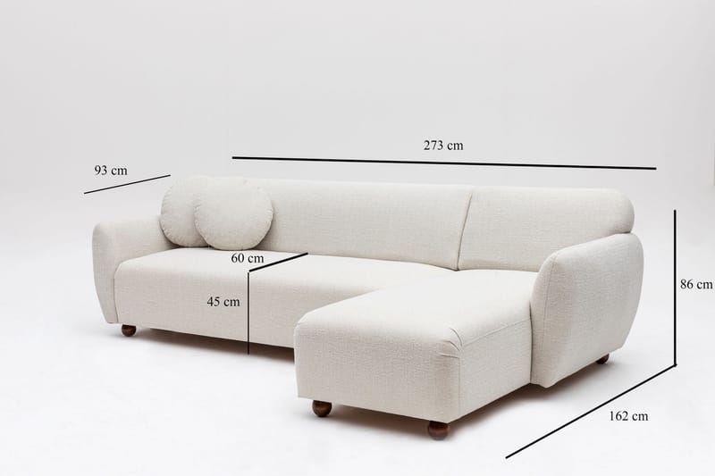 Whitecliffs Divansofa 3-seters - Hvit - Møbler - Sofaer - Sofa med sjeselong - 3 seters sofa med divan