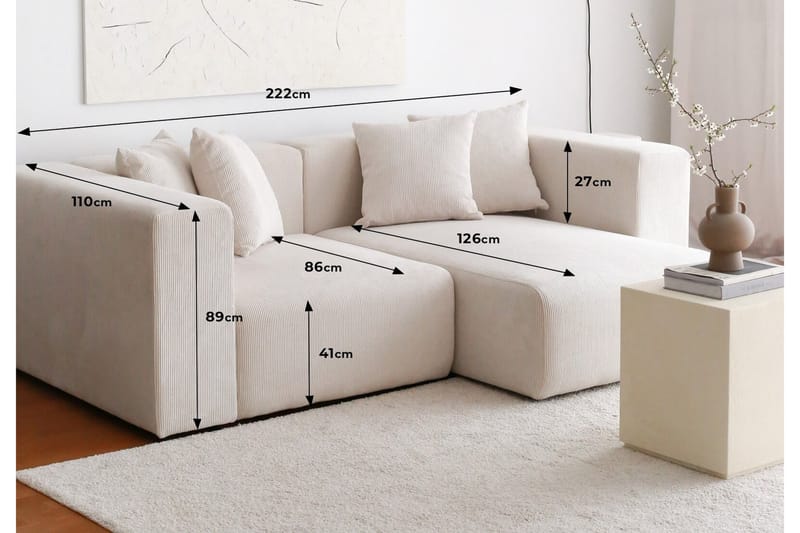 Yolo Hjørnesofa 2-seter - Hvit - Møbler - Sofaer - Hjørnesofa