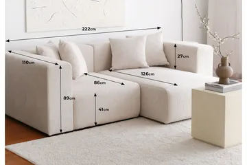 Yolo Hjørnesofa 2-seter - Hvit - Møbler - Sofaer - Sofa med sjeselong - 4 seters sofa med divan