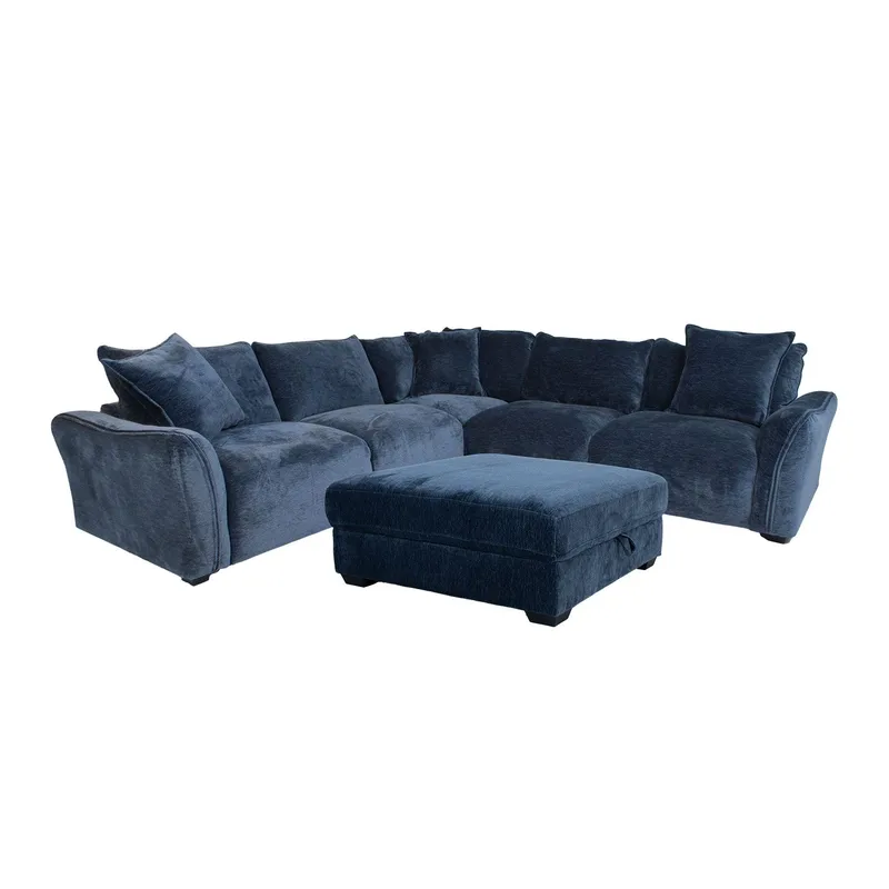 Hjørnesofa/ottoman Denvi, mørk blå