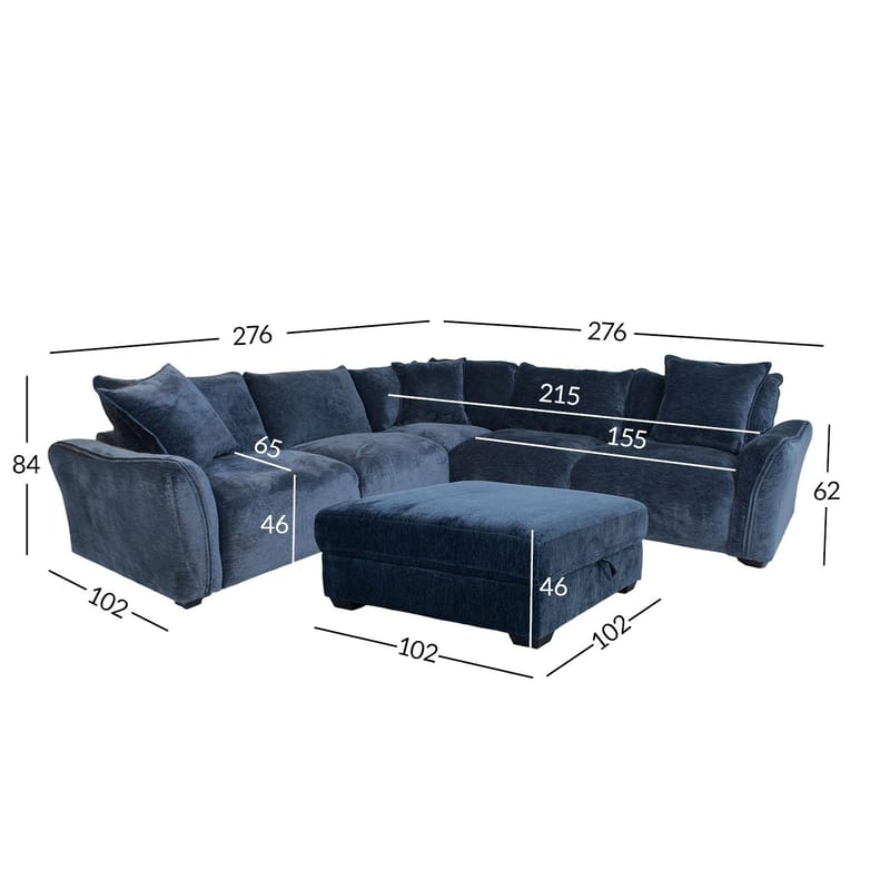 Hjørnesofa/ottoman Denvi - mørk blå - Møbler - Sofaer - Hjørnesofa