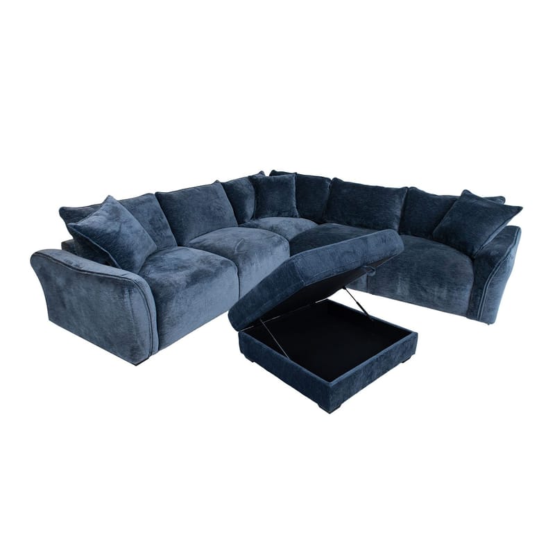 Hjørnesofa/ottoman Denvi - mørk blå - Møbler - Sofaer - Hjørnesofa