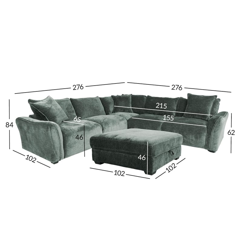Hjørnesofa/ottoman Denvi - mintgrønn - Møbler - Sofaer - Hjørnesofa