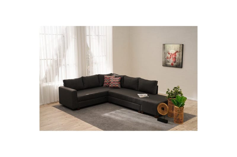 Hjørnesovesofa Iroulport Høyre Antrasitt - Antrasitt - Møbler - Sofaer - Sovesofaer