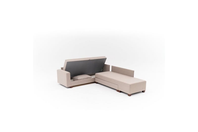 Hjørnesovesofa Iroulport Høyre Beige - Beige - Møbler - Sofaer - Sovesofaer