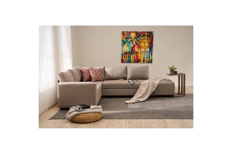 Hjørnesovesofa Iroulport Høyre Beige - Beige - Møbler - Sofaer - Sovesofaer