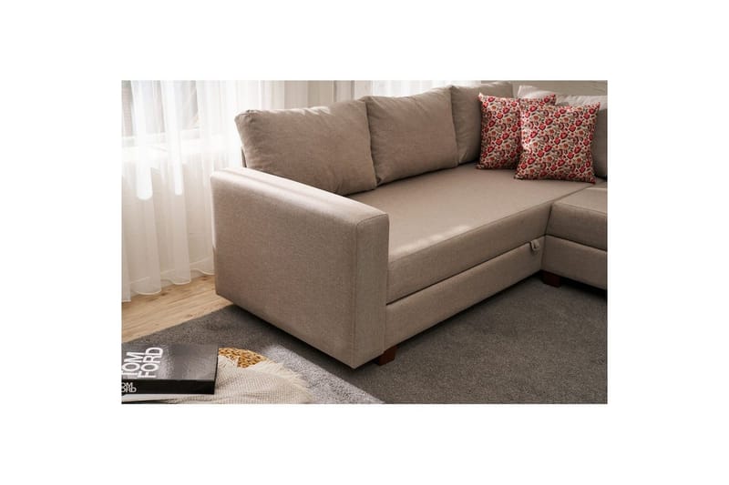Hjørnesovesofa Iroulport Høyre Beige - Beige - Møbler - Sofaer - Sovesofaer
