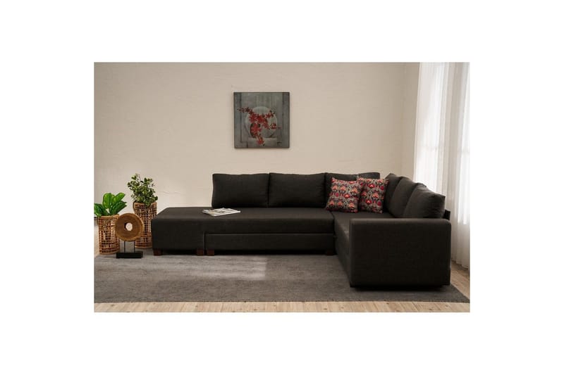 Hjørnesovesofa Iroulport Venstre Antrasitt - Antrasitt - Møbler - Sofaer - Sovesofaer