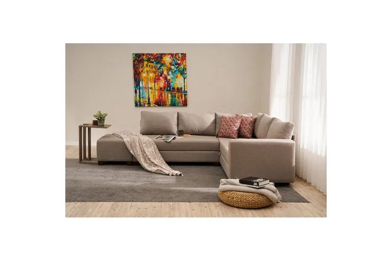 Hjørnesovesofa Iroulport Venstre Beige - Beige - Møbler - Sofaer - Sovesofaer