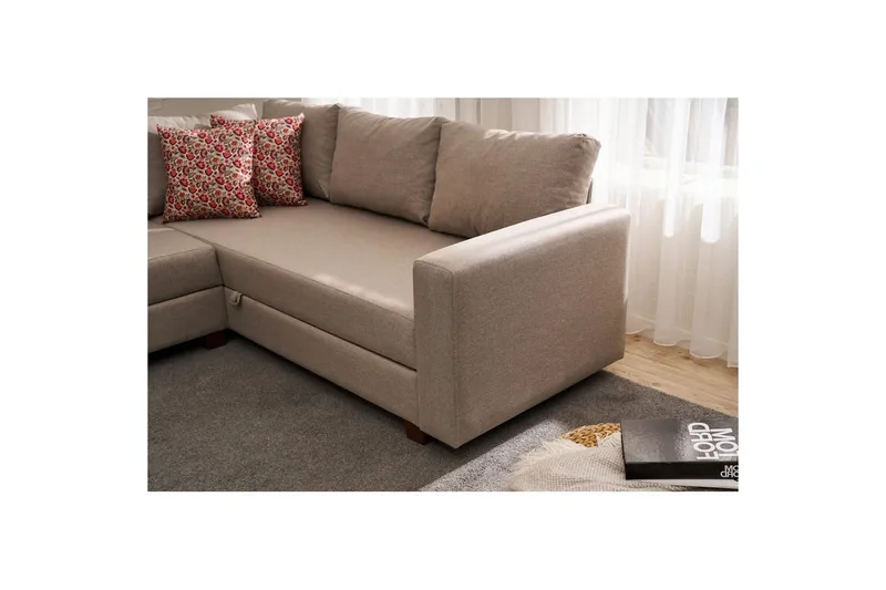 Hjørnesovesofa Iroulport Venstre Beige - Beige - Møbler - Sofaer - Sovesofaer