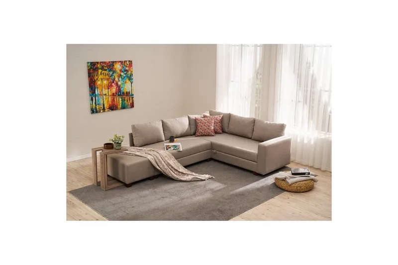 Hjørnesovesofa Iroulport Venstre Beige - Beige - Møbler - Sofaer - Sovesofaer