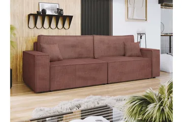 Hobson 3-seter Sovesofa 245 cm med Oppbevaring i Manchesterstoff - Brun - Møbler - Sofaer - Sofa 3 seter