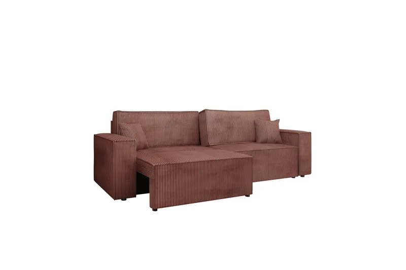 Hobson 3-seter Sovesofa 245 cm med Oppbevaring i Manchesterstoff - Brun - Møbler - Sofaer - Sofa 3 seter