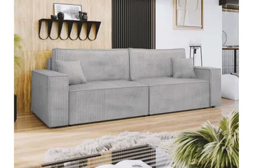 Hobson 3-seter Sovesofa 245 cm med Oppbevaring i Manchesterstoff - Grå - Møbler - Sofaer - Sofa 3 seter