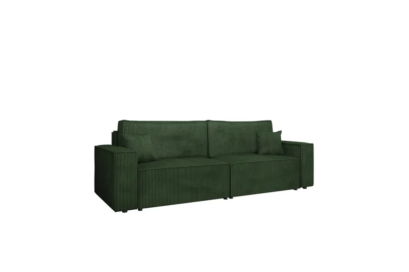 Hobson 3-seter Sovesofa 245 cm med Oppbevaring i Manchesterstoff - Grønn - Møbler - Sofaer - Sofa 3 seter
