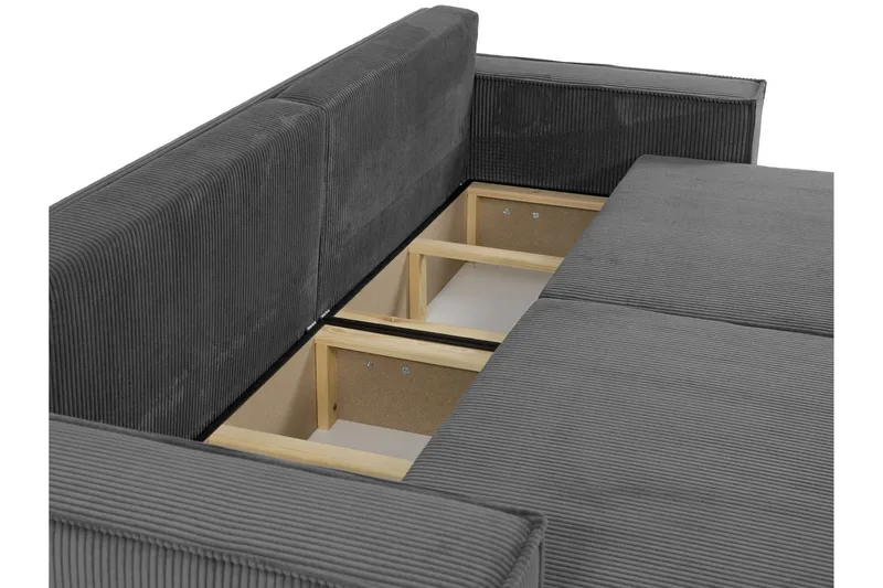 Hobson 3-seter Sovesofa 245 cm med Oppbevaring i Manchesterstoff - Grønn - Møbler - Sofaer - Sofa 3 seter