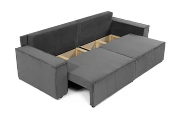 Hobson 3-seter Sovesofa 245 cm med Oppbevaring i Manchesterstoff - Grønn - Møbler - Sofaer - Sofa 3 seter
