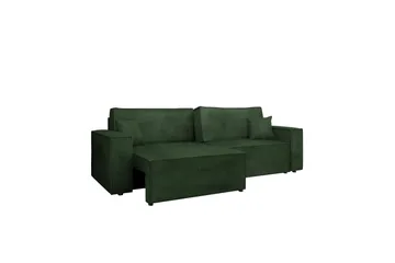 Hobson 3-seter Sovesofa 245 cm med Oppbevaring i Manchesterstoff - Grønn - Møbler - Sofaer - Sofa 3 seter