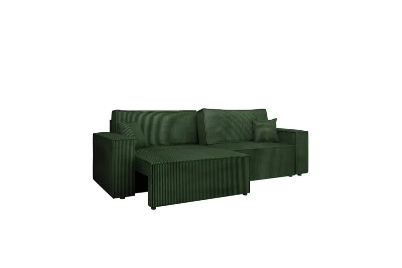 Hobson 3-seter Sovesofa 245 cm med Oppbevaring i Manchesterstoff - Grønn - Møbler - Sofaer - Sofa 3 seter