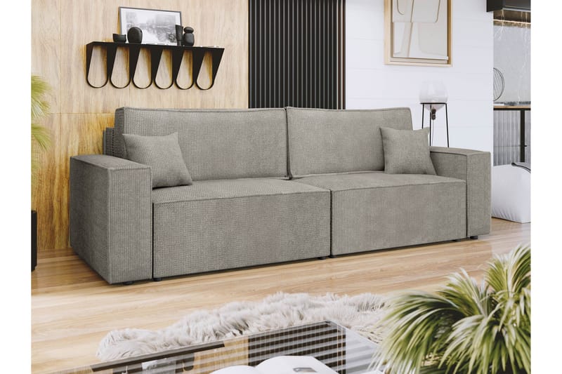 Hobson Sovesofa 3-seter i Plysj - Grå - Møbler - Sofaer - Sovesofaer