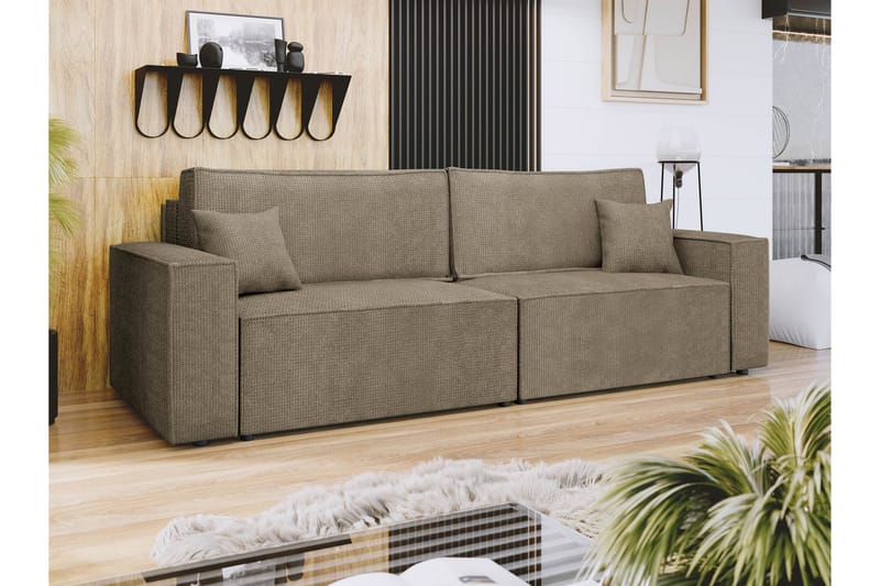 Hobson Sovesofa 3-seter i Plysj - Brun - Møbler - Sofaer - Sovesofaer